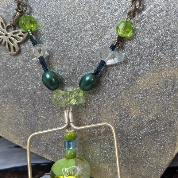 Murano Beads Heart Modernistic Hand Made Wired Green Love Like Butterfly LOVE - Picture 3 of 9